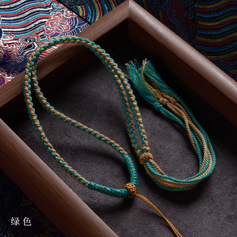 通幽閣手工編織吊墜掛繩掛件蜜蠟翡翠玉石佛卡項鏈繩男女款可調(diào)節(jié)毛衣鏈 手工素繩(綠色)