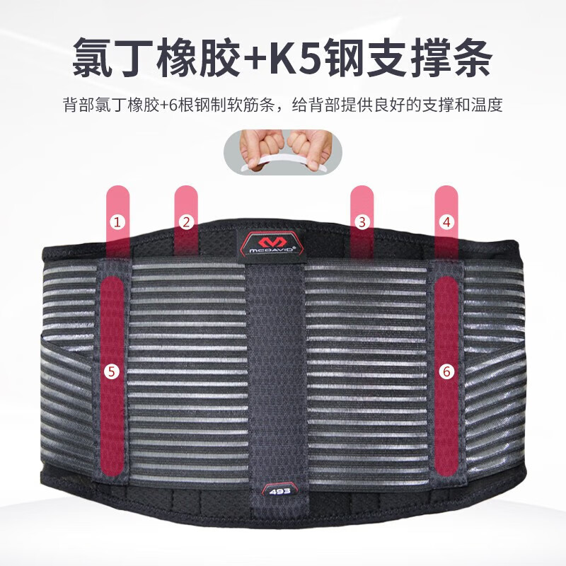 迈克达威(McDavid)/迈克达威运动护具强度加压护腰单只493R保护腰部3级防护 L(91.4-127cm) 黑