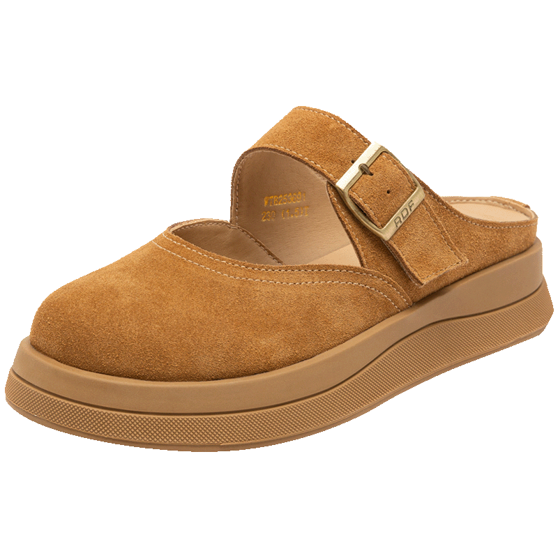 紅蜻蜓勃肯拖鞋女2025夏季半拖涼鞋厚底勃肯鞋WTB25369 駝色（半拖） 38