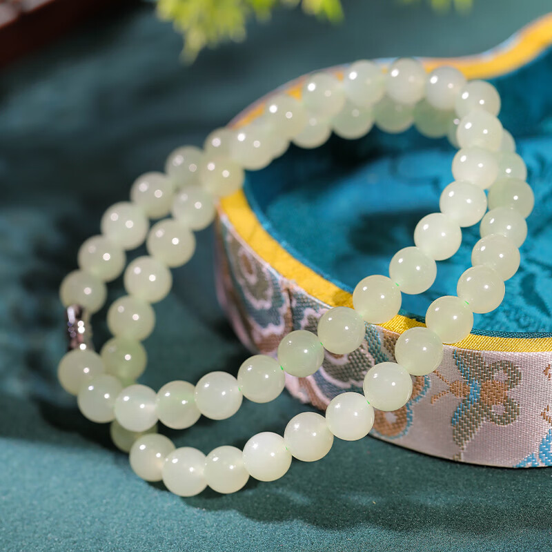 和合玉器和合玉器和合玉器青玉青白晴水珠串项链颈链颈饰圆珠女节日0.8珠