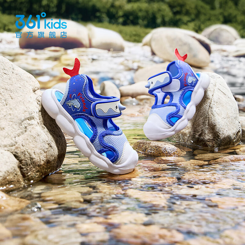 361°童鞋女童幼童鞋2026夏季新款包头凉鞋软底透气鞋子婴童学步鞋 幻象蓝/东方蓝色/能量红色 25 内长15.5cm
