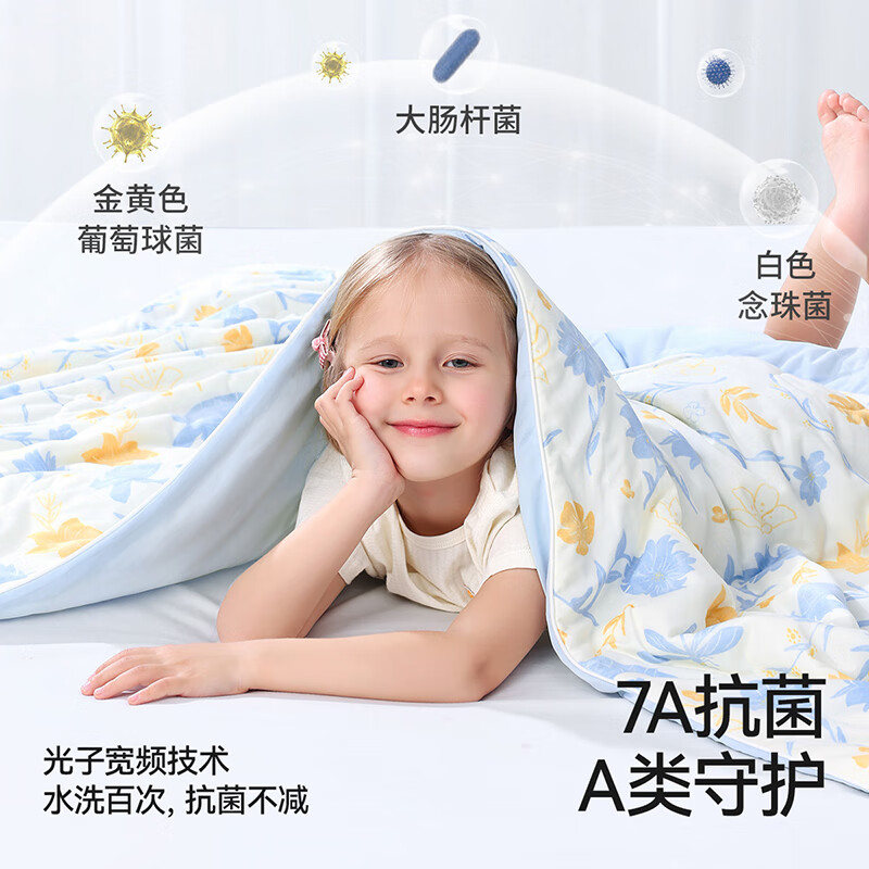 贝肽斯儿童夏凉被【蚕丝】婴儿凉感被宝宝空调被幼儿园盖毯 夏日西瓜【桑蚕丝 7A抗菌】 120cm*150cm
