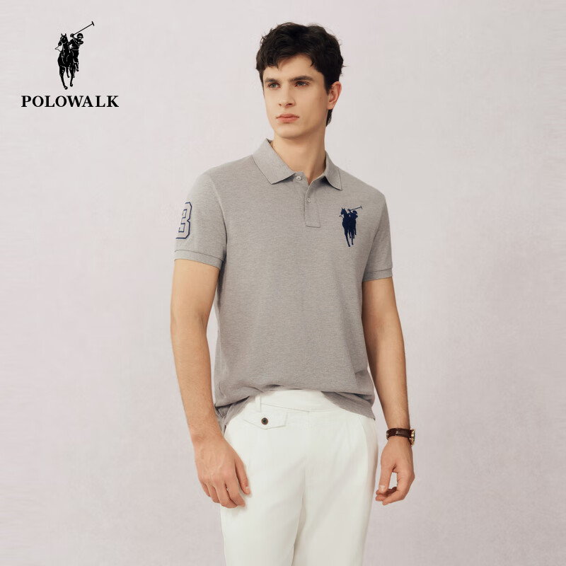 POLOWALK短袖POLO衫男式2025夏季新品氣質百搭通勤休閑上衣保羅衫 深花灰 M /170