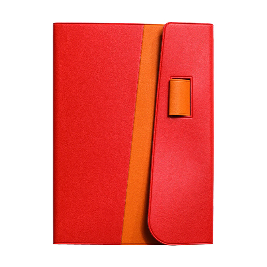 锦兔商务办公记事本a5皮面三折笔插笔记本子高档简约工作记事本高颜值会议记录本 红色