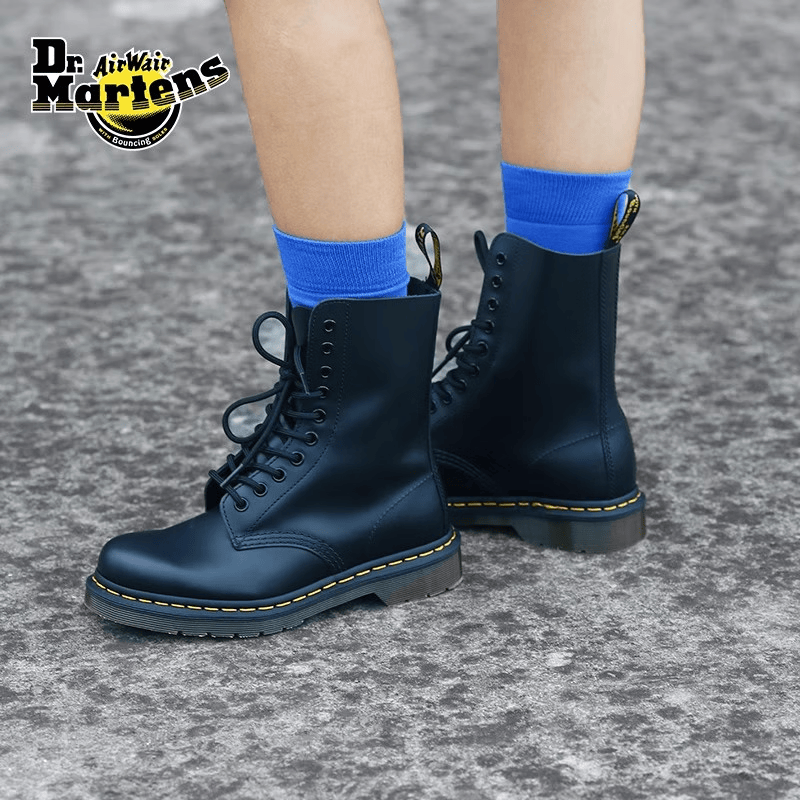 马丁博士（Dr.Martens）1490英伦显瘦酷飒骑士靴光面皮女马丁靴 黑色 38