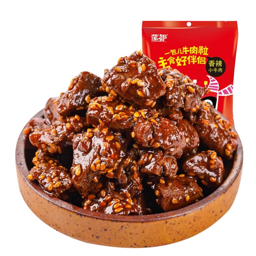 蒙都香辣小牛肉內(nèi)蒙古特產(chǎn)清真零食品熟食休閑小吃麻辣袋裝牛肉干 香辣小牛肉200g*5袋