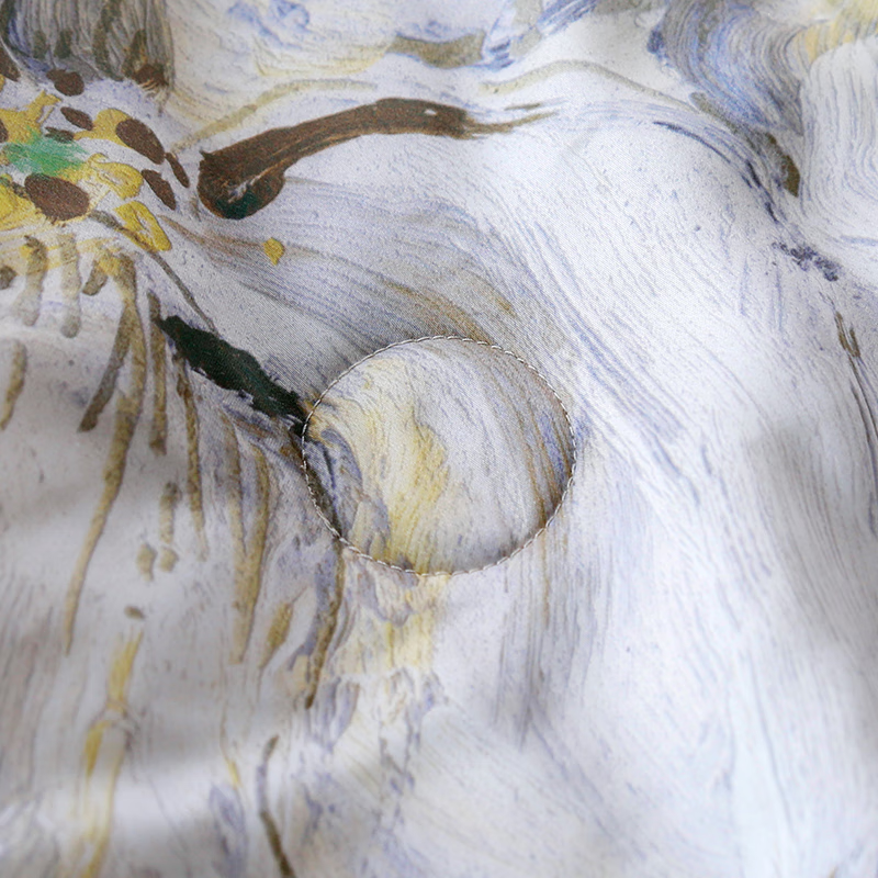 黛富妮兰精天丝空调被抑菌桑蚕丝棉可水洗机洗印花夏凉被凉感被双人被 觅.花榭天丝蚕丝绵夏被 双人被-220*240cm