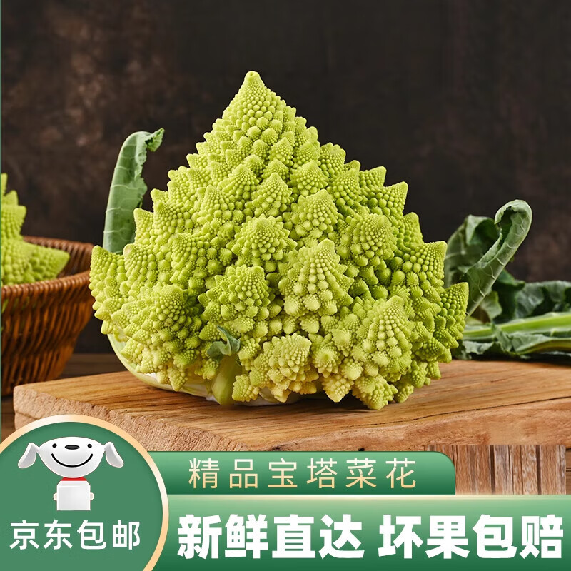 玫梔新鮮寶塔菜帶葉羅馬花椰菜新鮮蔬菜西餐食材酒店裝盤沙拉花椰菜 1000g