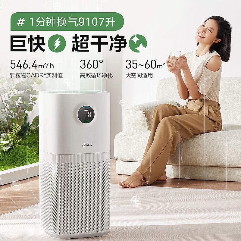美的空气净化器家用客厅卧室除甲醛雾霾室内祛菌 美的空气净化器KJ500G-L1