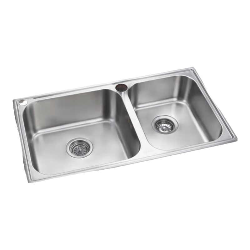 摩恩（MOEN） 水槽廚房洗菜盆一體盆拉伸304食品級不銹鋼水槽雙槽臺上臺下 800mm不銹鋼雙槽