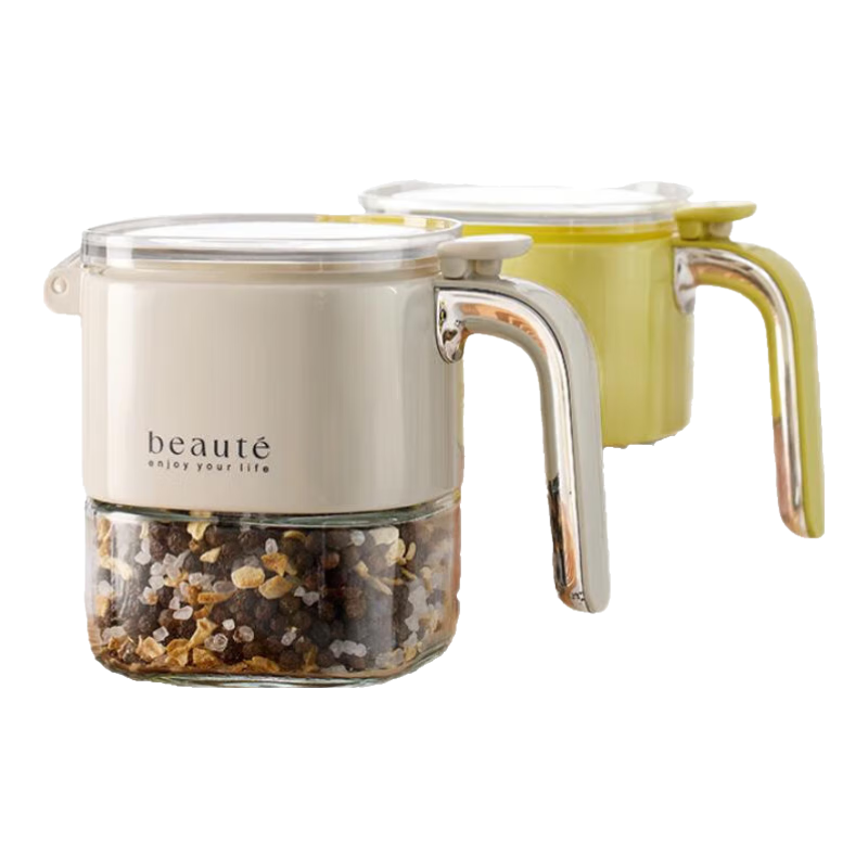 安扣調(diào)料罐套裝組合調(diào)料盒廚房家用鹽罐調(diào)味瓶罐調(diào)料瓶收納盒糖罐 暖白灰 三件裝【贈貼紙】