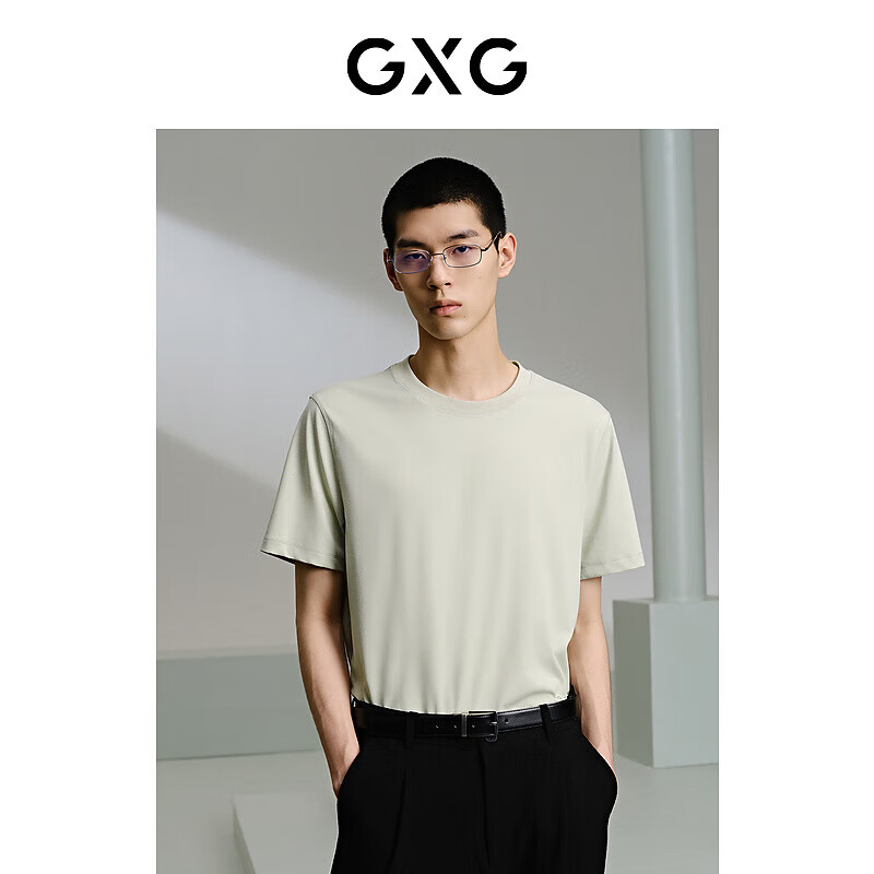 GXG男装商场同款零压系列灰绿短袖T恤24年夏 灰绿 165/S