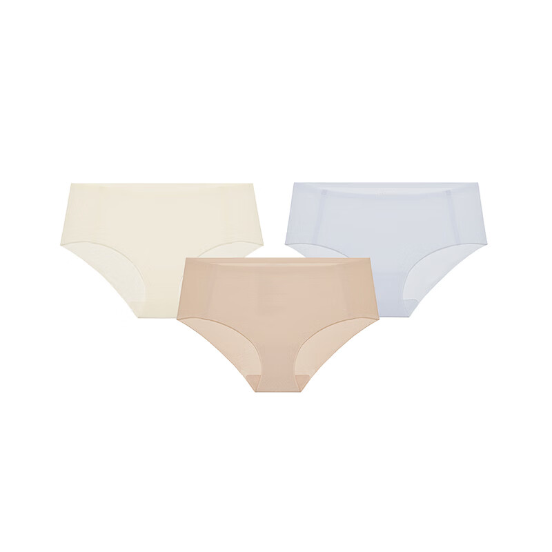 NEIWAI内外橙标3条装内裤女云朵无尺码无痕中腰防夹臀抑菌 牡蛎灰/奶盐蓝/甜杏仁 -防滑款 3条 均码