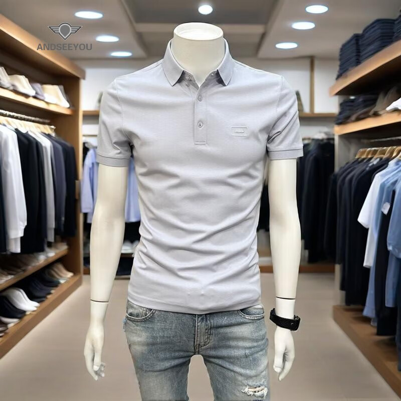 ANDSEEYOU品牌男士短袖POLO衫 夏季新款涼感輕商務(wù)保羅衫潮流休閑透氣衣服 A2358款 淺紫色 L
