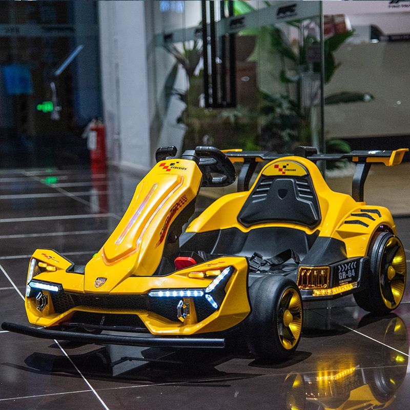 皓乐爽2025新款漂移卡丁车儿童超大电动车摆摊可伸缩小孩大人宝宝 洛黄【4845电机+漂移+头盔护具】 【24V龙威+可伸缩+镭射灯+蓝牙+