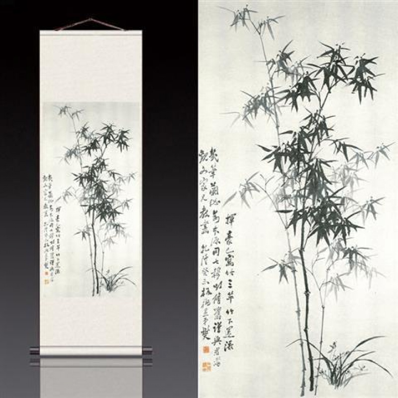 兑树客厅国画 郑板桥竹子名家装饰挂画风水酒店挂画客厅书房壁画教室