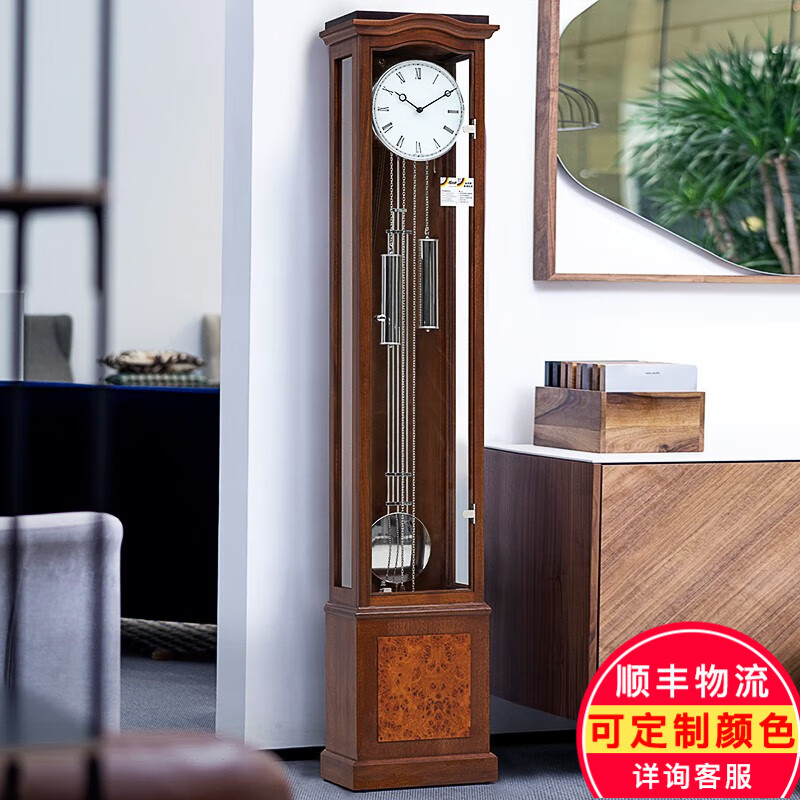 漢時(shí)（Hense） 現(xiàn)代簡約機(jī)械落地鐘德國進(jìn)口機(jī)芯座鐘實(shí)木報(bào)時(shí)鐘客廳立鐘HG2102 烏金木+德國赫姆勒乒乓機(jī)芯