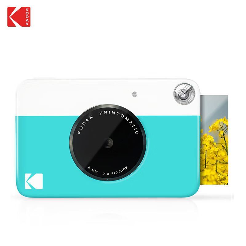 柯达（Kodak）Printomatic 拍立得相机 （ 即拍即打 无墨打印 简约撞色）蓝白色