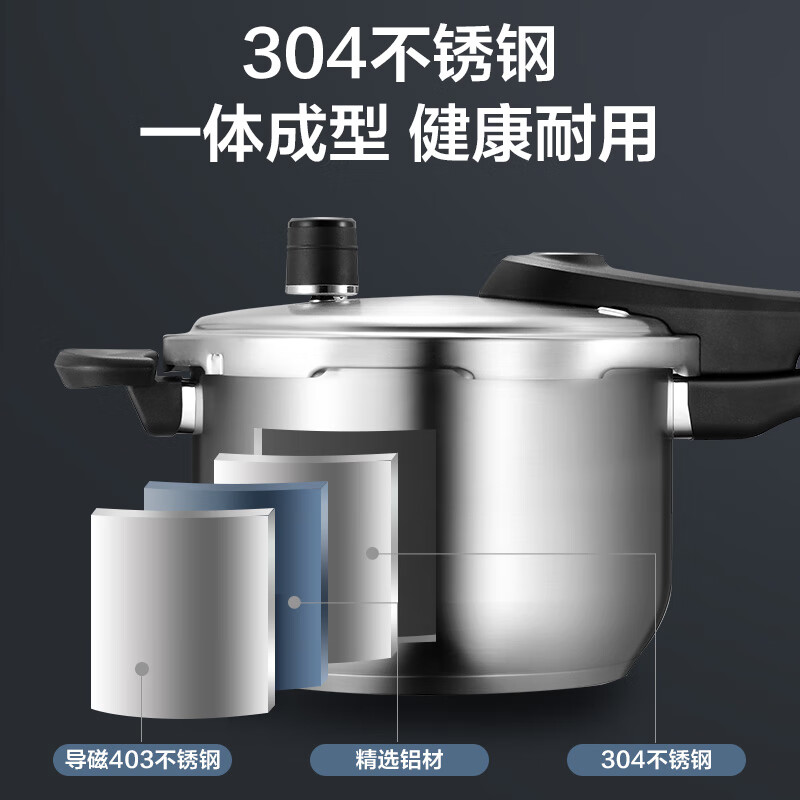 苏泊尔(SUPOR)压力锅304不锈钢高压锅蓝眼示压家用燃气快煮明火电磁炉通用 3-5人用 24cm 7L