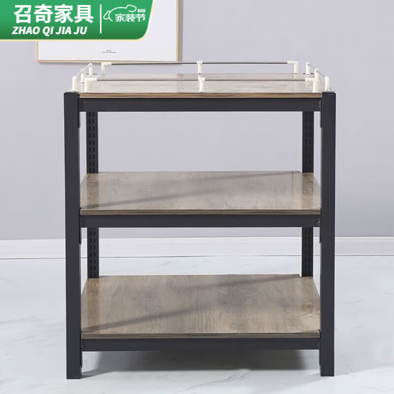 卡庭森超市地堆架鋼木牛奶堆頭貨架陳列展示架糧油堆架禮品盒三層促銷臺(tái) 三層堆頭85高度(需要95高度下單 加厚長(zhǎng)80*寬60