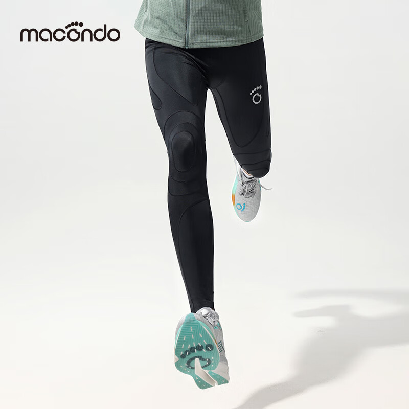 马孔多（macondo）支撑压缩长裤马拉松可装手机跑步训练裤吸湿速干春夏运动裤紧身裤 黑色-男 2XL