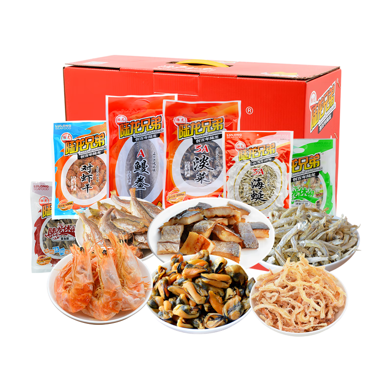 【現(xiàn)貨】陸龍?zhí)禺a(chǎn)干貨海鮮禮包 6-7件寧波特色舟山海鮮水產(chǎn)大禮盒 [常溫]海時(shí)6件B套餐1530g