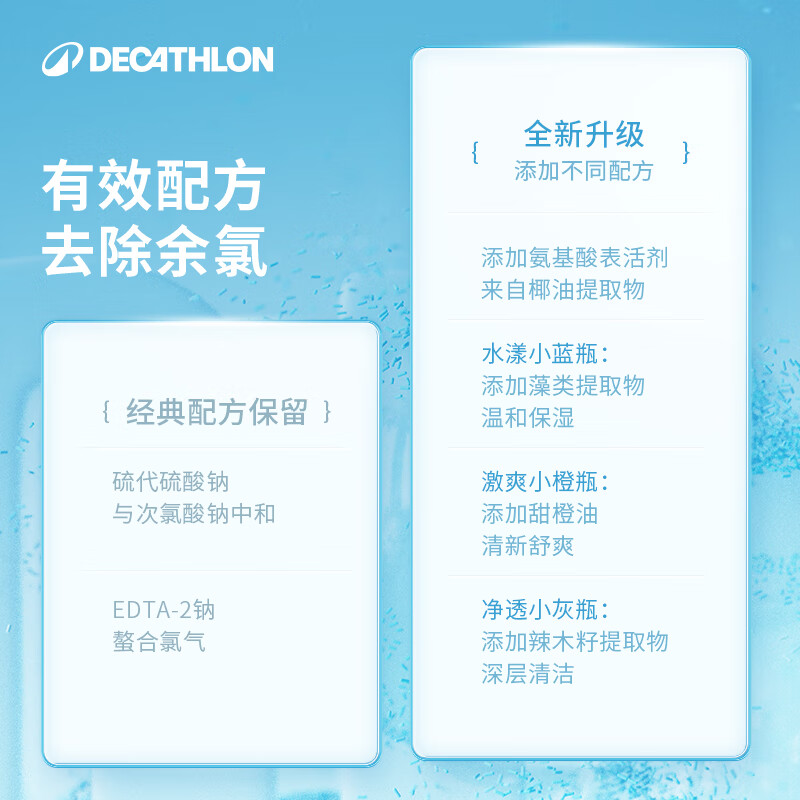 迪卡侬(DECATHLON)去氯除氯洗发沐浴二合一升级抗氯游泳清爽保湿沐浴露 【三合一】洁面洗发沐浴露250ML