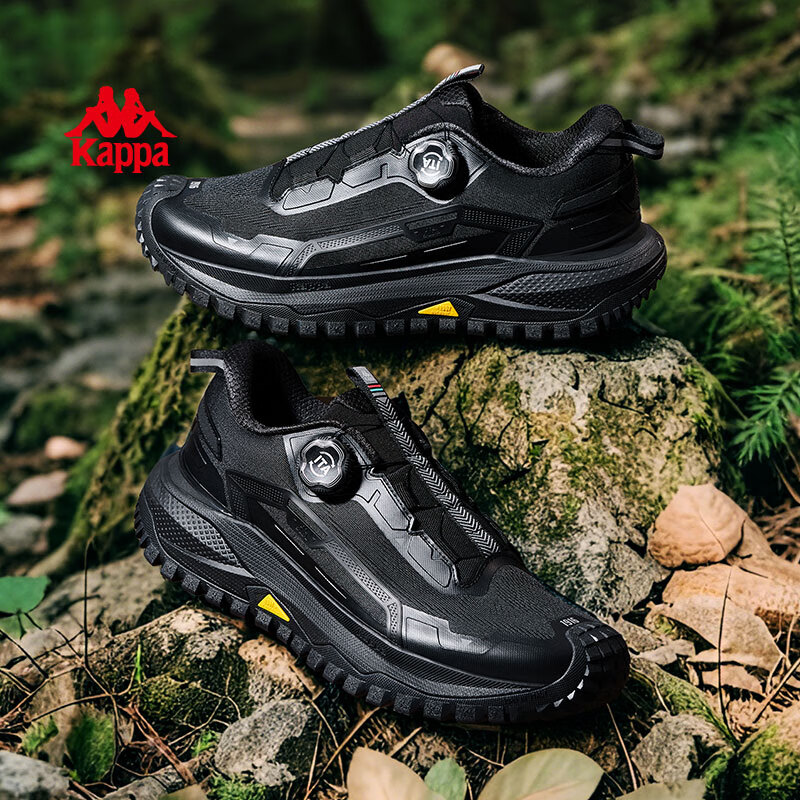 卡帕（Kappa）男鞋运动鞋轻便跑步登山鞋男防滑耐磨徒步鞋子户外男透气鞋潮 黑色/银色 42