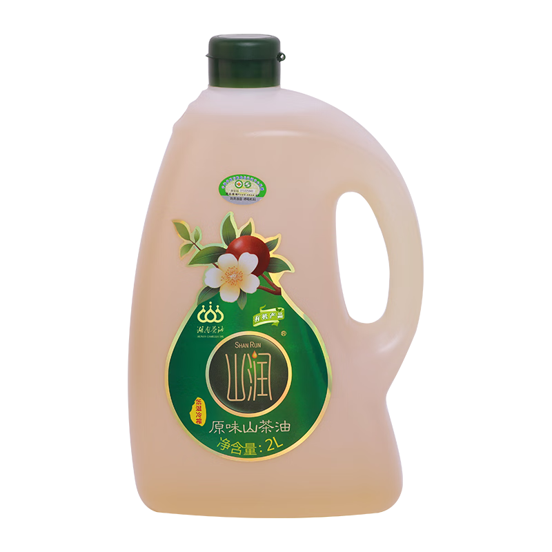 山潤(rùn)有機(jī)原味山茶油2L低溫冷榨一級(jí)湖南山茶籽油茶籽油物理壓榨月子油
