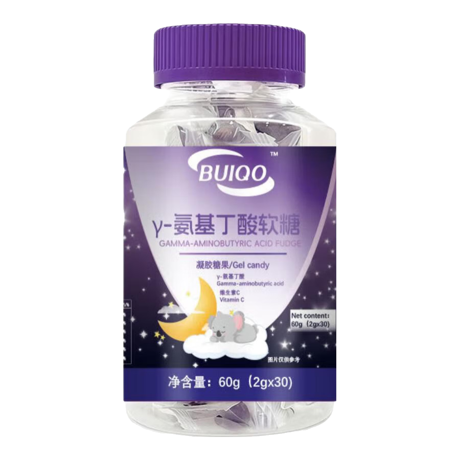 BUIQO  Y-氨基丁酸軟糖睡眠軟糖青少年成人舒壓閃睡晚安糖非褪黑素軟糖 1瓶（30粒/瓶，每天2粒）