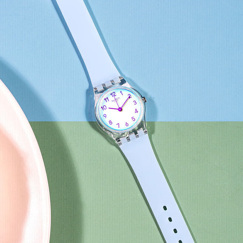 斯沃琪(Swatch)瑞士手表 原创系列小巧手表生日礼物时尚男女石英腕表 【精美礼袋】纯净天蓝 LK396 25mm