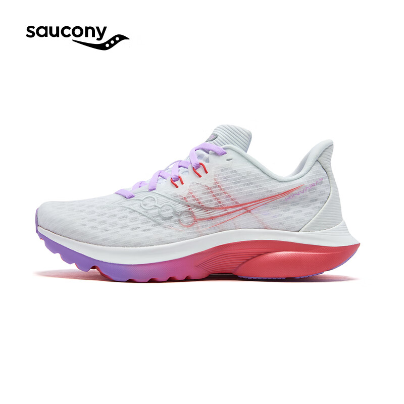 Saucony索康尼菁华16跑鞋女轻量缓震透气运动训练运动跑步鞋子Kinvara 16 白粉红241 39