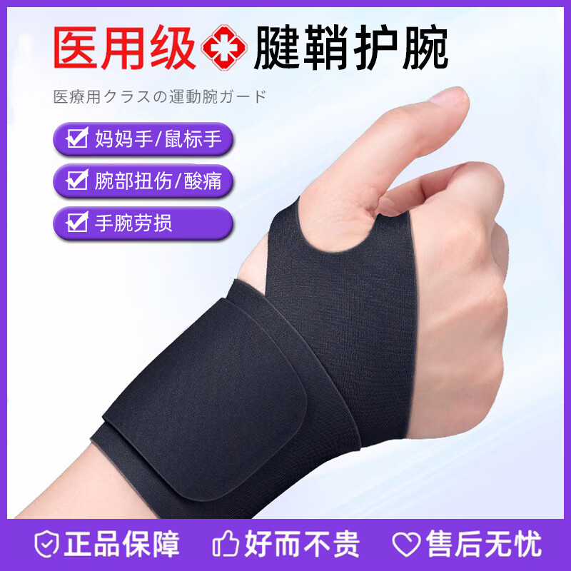 安緯格護(hù)腕腱鞘炎手腕醫(yī)用tfcc防扭傷固定手腕套護(hù)具透氣男女產(chǎn)婦媽媽手 黑色均碼【 2只裝  不分左右】