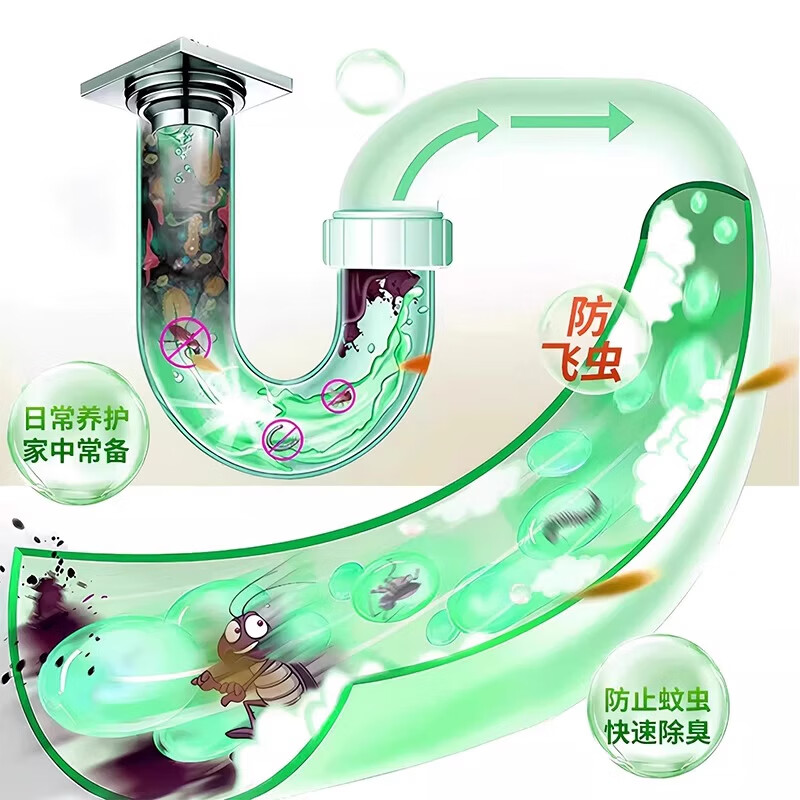 户净下水道去除小飞虫专用蛾蚋杀虫剂下水道杀虫剂家用室内无毒杀爬虫 1盒【50粒】一放无虫