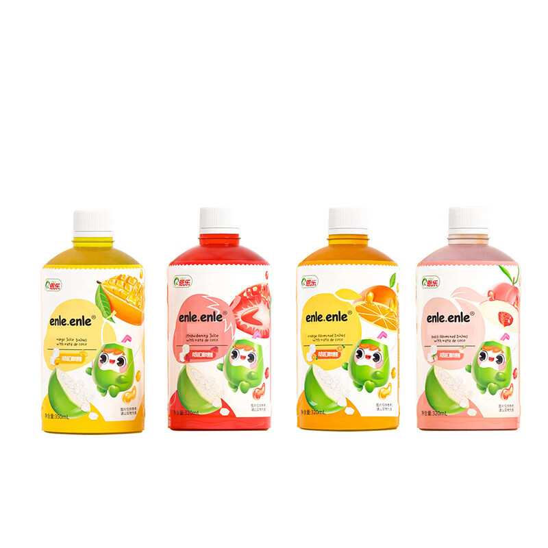 美意颂恩乐新品饮料草莓橙芒果汁蜜桃浓缩果汁多口味350ml*4瓶厂家直销 恩乐草莓饮料 350ml*4瓶
