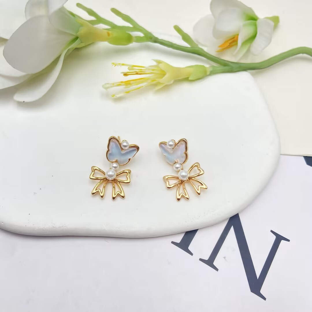 XUPING旭平首饰仿摩卡石系列甜美清新通勤款耳饰520送女朋友礼物 18K白色