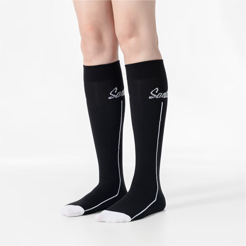 森地客女士长筒运动骑行袜 自行车透气高弹休闲长袜 尼雅 黑色 S