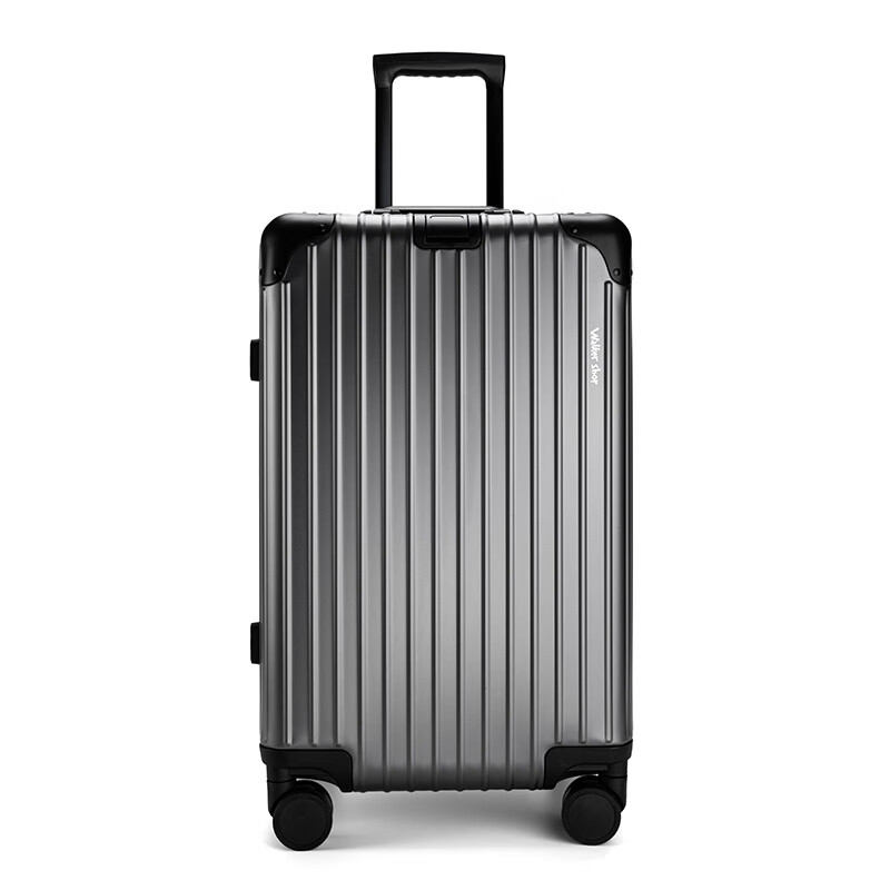 Walker Shop 行李箱七系全铝镁合金大容量时尚旅行箱万向轮拉杆箱 灰配黑 【光感科技金属系列 7系铝镁合金】 32英寸 【三七开大容量箱】