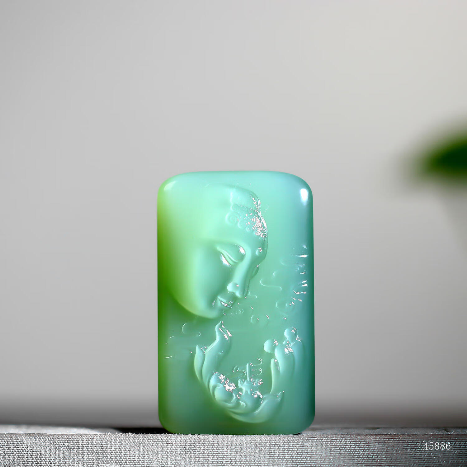 精品碧玉猫眼料惊艳美物碧玉观音吊坠