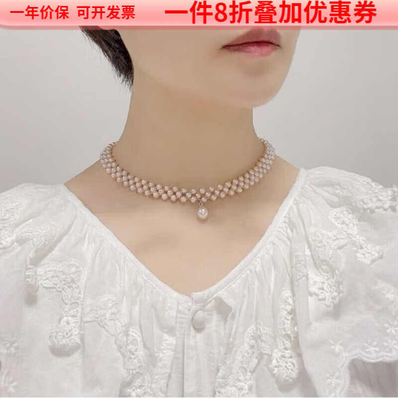 詩(shī)筠（SHIJUN）甲狀腺遮疤痕術(shù)后項(xiàng)鏈遮擋疤痕近圓時(shí)髦貝珠鎖骨頸鏈女式短款女飾 珍珠項(xiàng)鏈