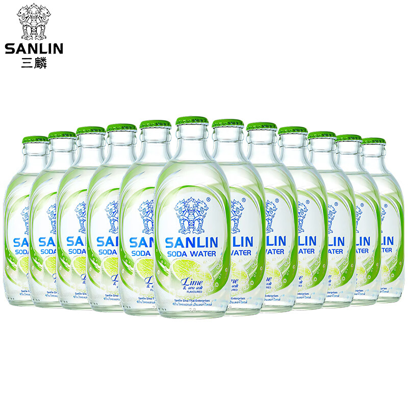 三麟无糖苏打水饮料整箱原味/白桃/海盐0糖0卡0脂气泡水335ml 青柠海盐味苏打汽水 335mL*12瓶