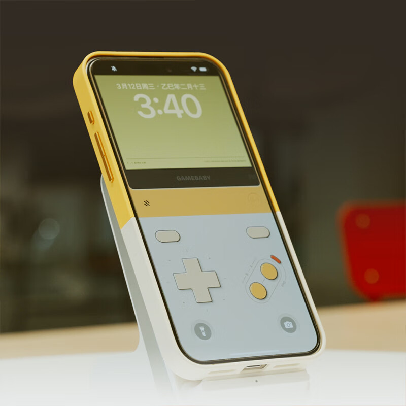 BITMOLAB苹果手机壳 游戏手柄二合一 Gamebaby苹果Phone15/16/17promax金属按键手感 掌上游戏机 保护壳 iPhone15promax黄白