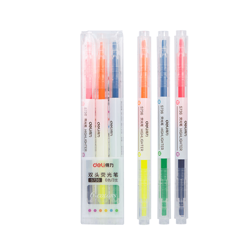 ������deli��˫ͷ˫ɫ��Ŀӫ��� ѧ�������ص��Ǳ� �滭Ϳѻ���˱ʰ칫ˮ�ԼǺű� 3֧6ɫS736 16.8Ԫ��3��(��5.6Ԫ/��)