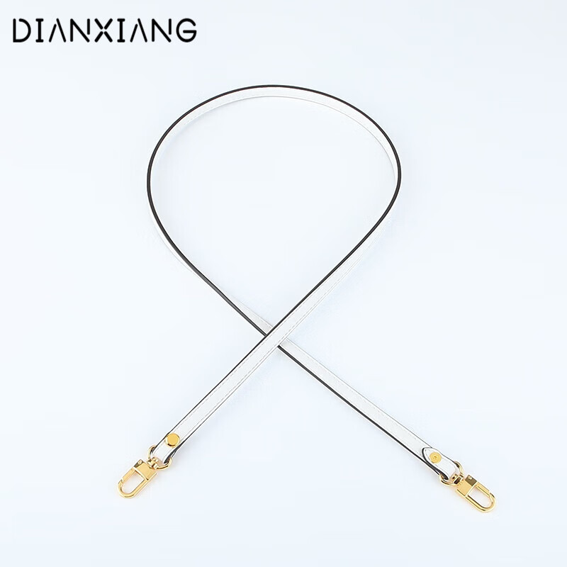 DIANXIANG適配LV于小包包斜挎變色皮肩帶配件老花麻將包腋下包帶細(xì)牛皮背帶 純白色寬1.2CM*長(zhǎng)100CM