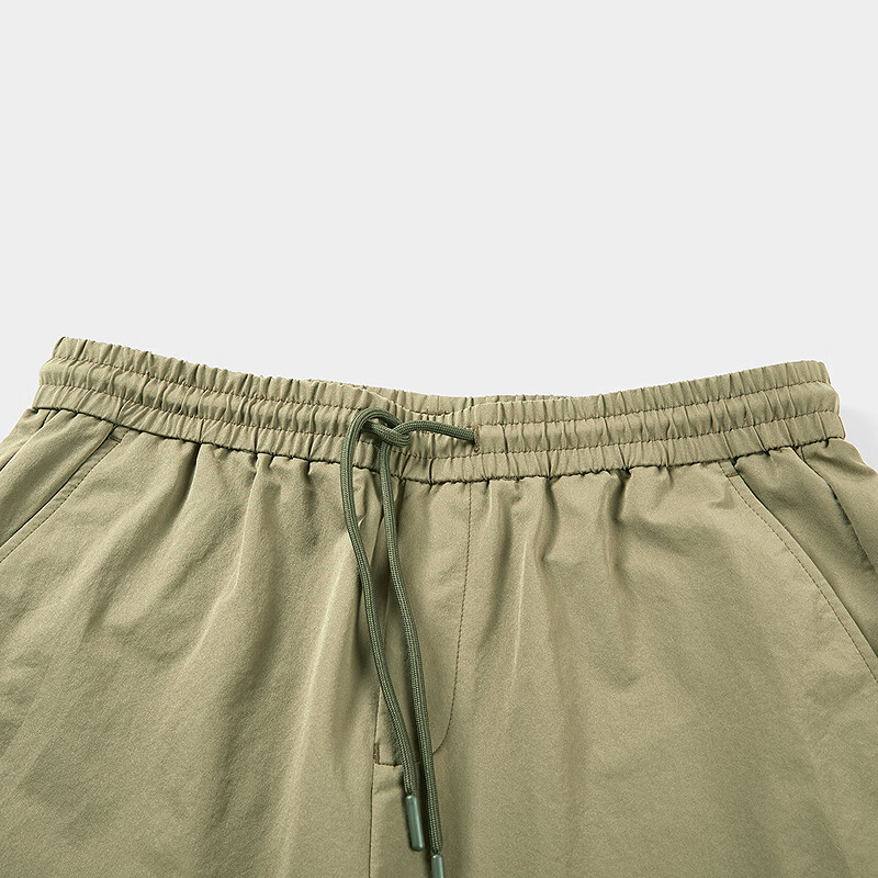 黑鲸海澜之家旗下腰间抽绳休闲中裤男2025年夏季新品宽松直筒裤男 卡其09 2XL