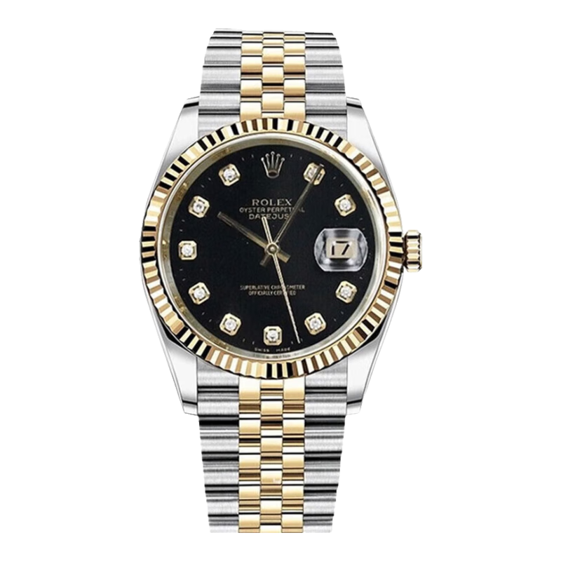 劳力士（ROLEX）【二手99新】劳力士（Rolex）日志型系列18K黄金男表后改盘圈针自动机械二手奢侈品16233 【黑盘-大钻-机械表径36】