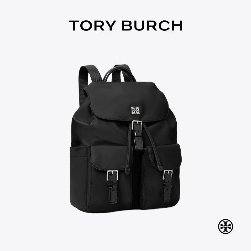 Tory Burch 汤丽柏琦 VIRGINIA 翻盖双肩包女包TB 169165 黑色 001 OS