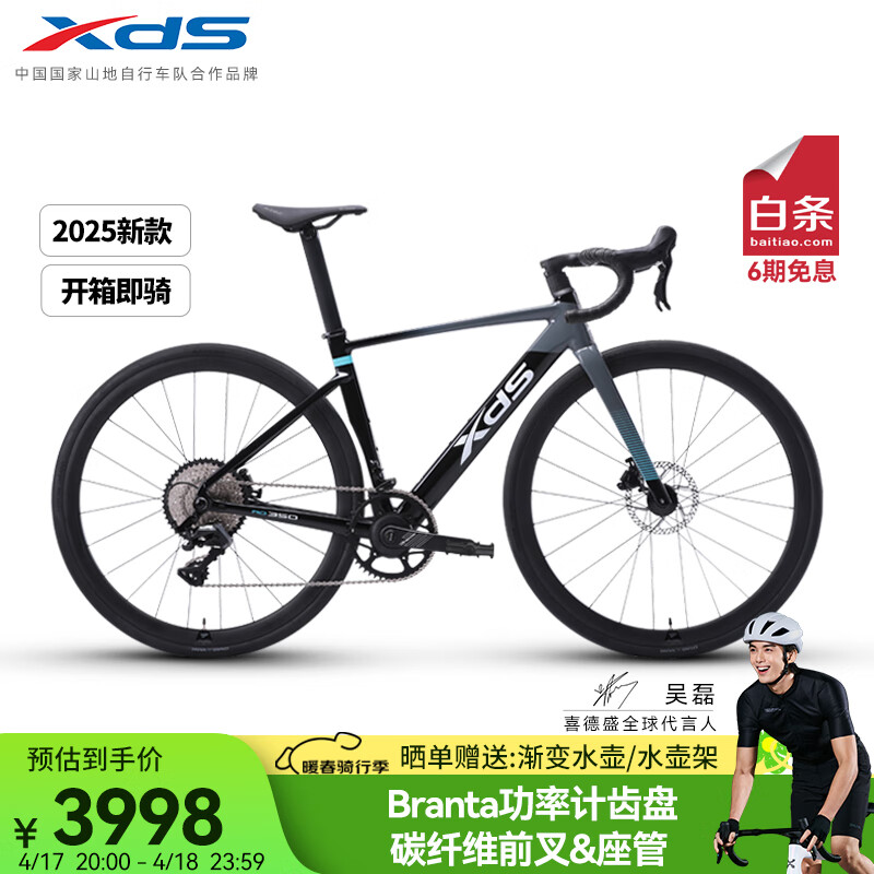 喜德盛公路自行車2025-AD350碳纖前叉座管功率計(jì)齒盤鋁合金超輕氣動(dòng)車架 鴿子灰 510mm