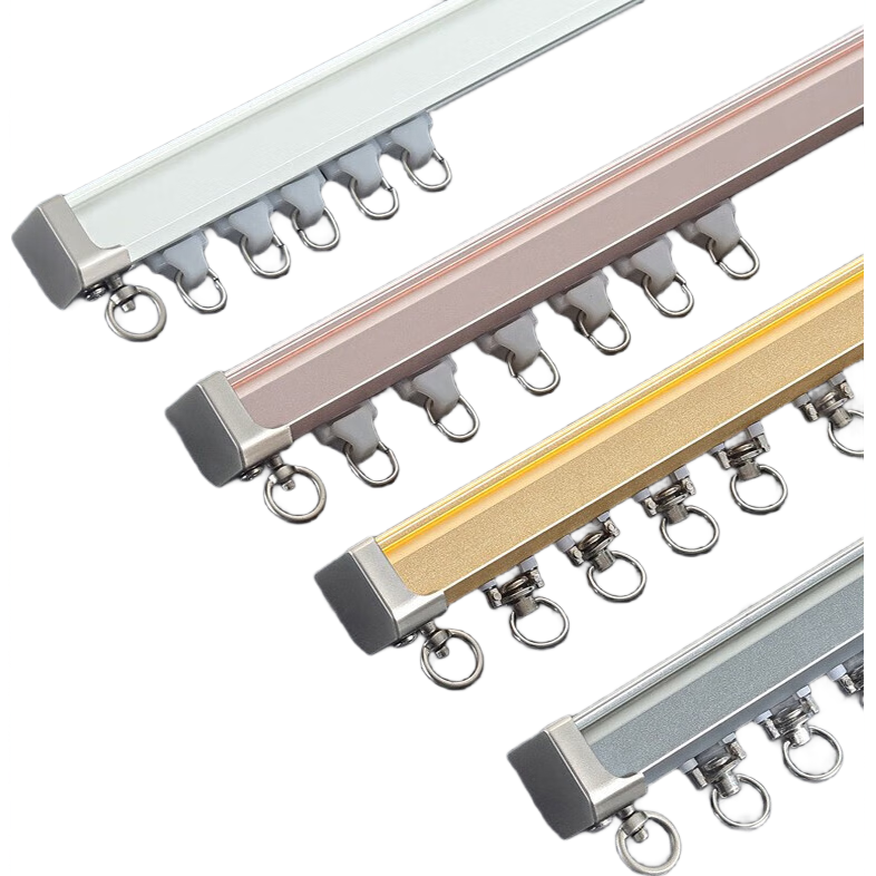 阿黎 加厚消音鋁合金窗簾軌道 窗簾桿窗簾直軌滑軌飄窗導(dǎo)軌道單軌雙軌