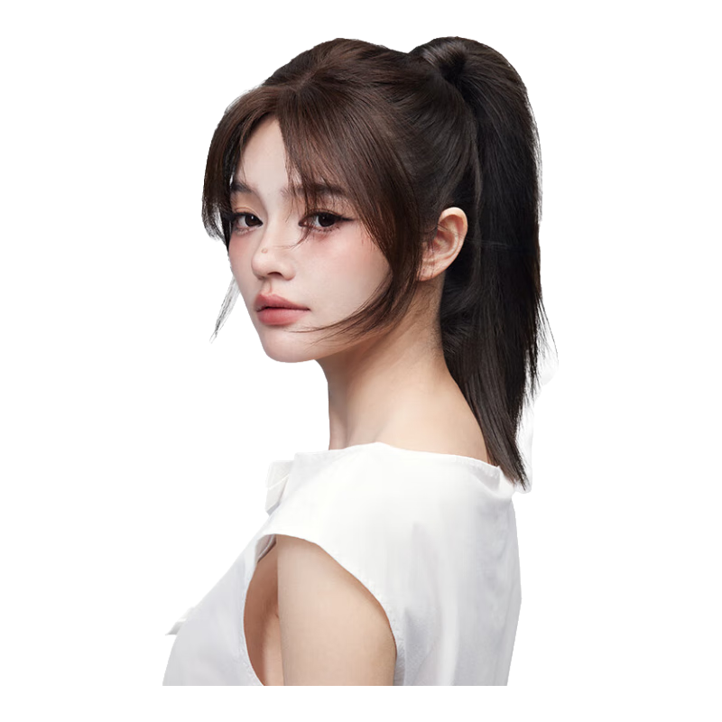 瑞貝卡（Rebecca）假發(fā)女真人發(fā)絲頭頂遮白發(fā)補(bǔ)發(fā)片自然蓬松增加發(fā)量高顱頂假發(fā)片 深棕色 25cm 【胎毛八字劉海】